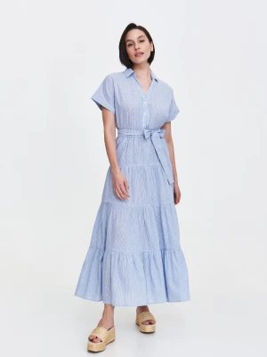 Długa sukienka koszulowa z falbaniastym dołem Top Secret