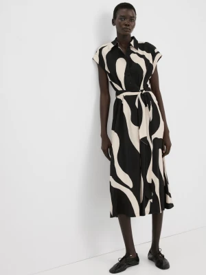 Długa sukienka koszulowa z nadrukiem czarny - Kobieta - - MANGO