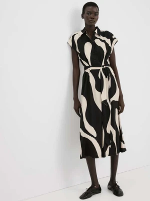 Długa sukienka koszulowa z nadrukiem czarny - Kobieta - - MANGO