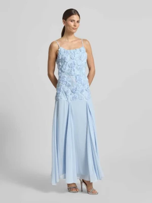 długa sukienka krój regular fit z kwiatowym obszyciem model 'Feodora' YAS