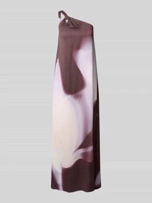 Długa sukienka na jedno ramię o kroju regular fit z mieszanki wiskozy i lnu model 'DANTEA' Boss