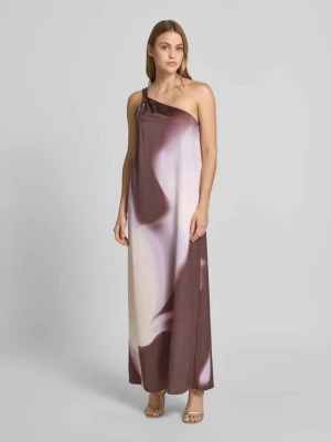 Długa sukienka na jedno ramię o kroju regular fit z mieszanki wiskozy i lnu model 'DANTEA' Boss