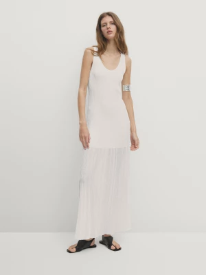 Długa Sukienka Na Ramiączkach Z Podwójnej Tkaniny - Biały - - Massimo Dutti - Kobieta