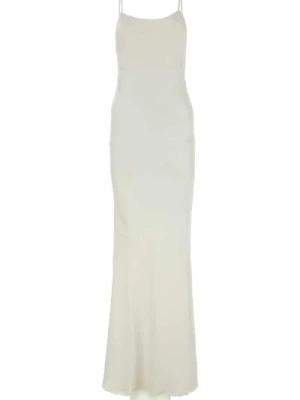 Długa sukienka Ninfea z białego satyny Andamane