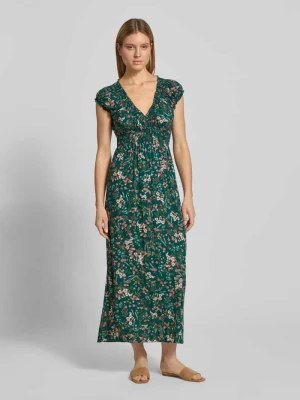 długa sukienka o kroju regular fit z czystej wiskozy z dekoltem w serek Apricot