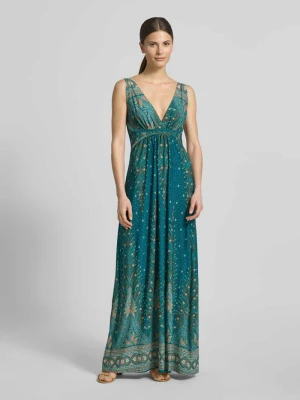 Długa sukienka o kroju regular fit z nadrukiem paisley na całej powierzchni Apricot