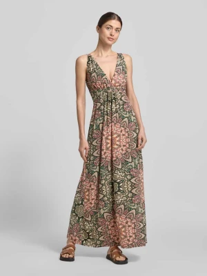 długa sukienka o kroju regular fit z nadrukiem paisley na całej powierzchni model 'Slinky' Apricot