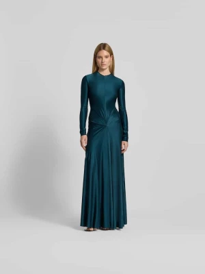 Długa sukienka o kroju slim fit z mieszanki wiskozy Victoria Beckham Ciemnoniebieski