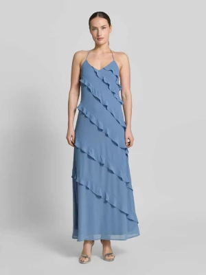 Długa sukienka o swobodnym kroju z szyfonowymi falbanami model 'MARJORIE' Vero Moda