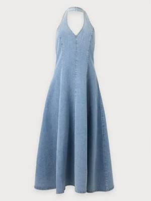 Długa sukienka Pieces jasnoniebieski denim