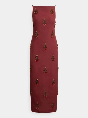 Długa sukienka Polo Ralph Lauren ciemnoczerwony