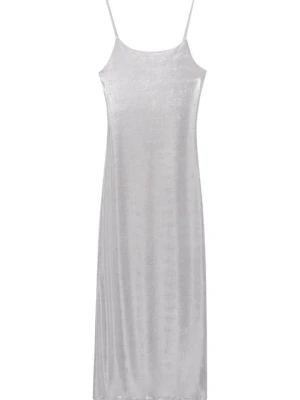 Długa sukienka PULL&BEAR srebrny