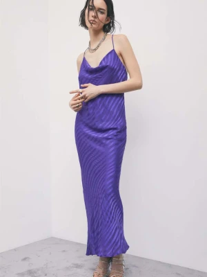 Długa sukienka slip z efektem dévoré Patrizia Pepe fioletowy