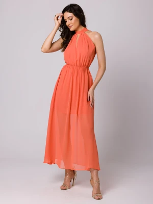 Zwiewna i elegancka długa sukienka szyfonowa zielona Sukienki.shop