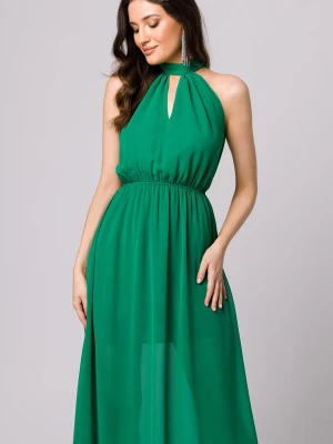 Długa zwiewna sukienka szyfonowa pomarańczowa Sukienki.shop