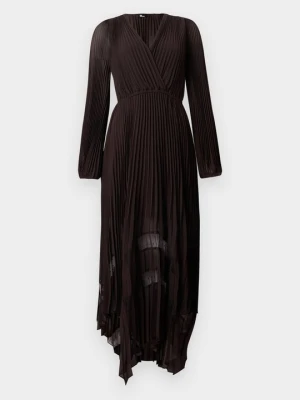 Długa sukienka The Kooples ciemnobrązowy