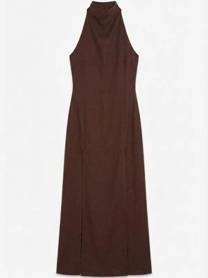 Długa sukienka Topshop brązowy