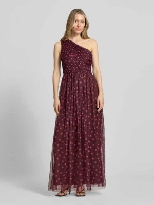 Długa sukienka w kroju na jedno ramię Lace & Beads