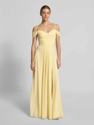 Długa sukienka w kroju z odkrytymi ramionami z rozporkiem Mascara