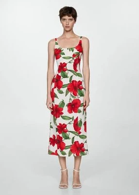 Długa sukienka w kwiaty Mango