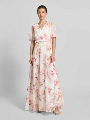 Długa sukienka we wzór na całej powierzchni z tasiemka w talii Christian Berg Cocktail