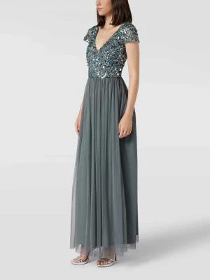 Długa sukienka wieczorowa z cekinowym obszyciem Lace & Beads