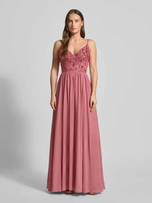 Długa sukienka wieczorowa z cekinowym obszyciem Mascara