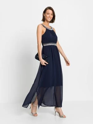 Długa sukienka z aplikacją ze sztrasów bonprix