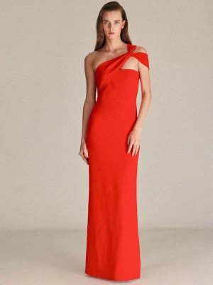 Długa sukienka z asymetrycznym dekoltem czerwony - Kobieta - - MANGO