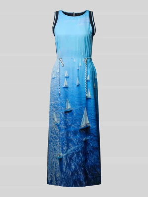 Długa sukienka z czystego lyocellu z foto printem na całej powierzchni Marc Cain