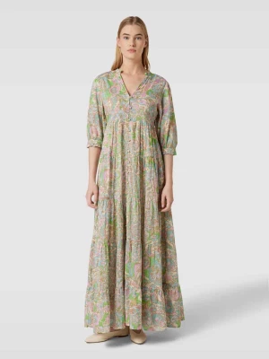 Długa sukienka z czystej bawełny ekologicznej z dekoltem w serek model ‘Cala’ Fabienne Chapot