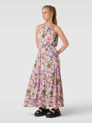 Długa sukienka z czystej wiskozy z kwiatowym wzorem na całej powierzchni edc by esprit