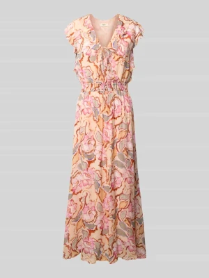 Długa sukienka z dekoltem w serek i wiązaniem model 'CALI' SUNCOO PARIS