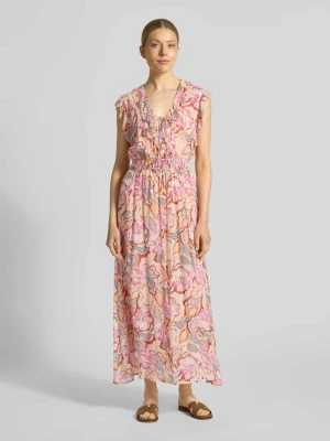 Długa sukienka z dekoltem w serek i wiązaniem model 'CALI' SUNCOO PARIS