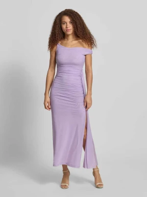 Długa sukienka z drapowaniami model 'LAYANA' bardot