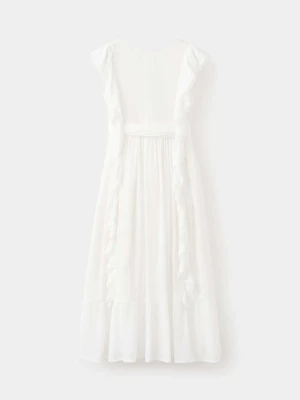 Długa sukienka z falbanami biały - Dzieci - - MANGO KIDS
