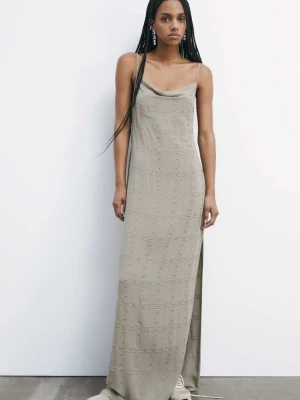 Długa sukienka z głębokim dekoltem i ćwiekami PATRIZIA PEPE