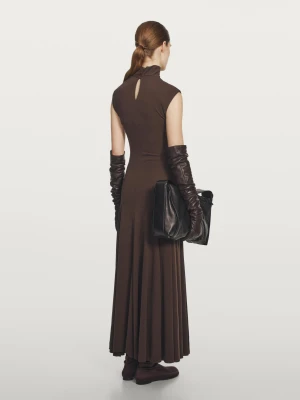 Długa Sukienka Z Golfem − Studio - Brązowy - - Massimo Dutti - Kobieta