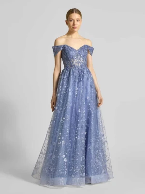 długa sukienka z haftami i cekinami Unique