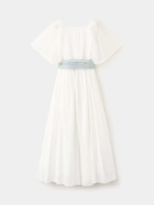 Długa sukienka z kokardą biały - Dzieci - - MANGO KIDS