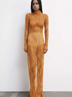 Długa sukienka z koronki ozdobiona cekinami PATRIZIA PEPE