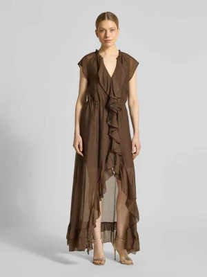 Długa sukienka z mieszanka lyocellu z falbanami model 'MAELYS' Guess