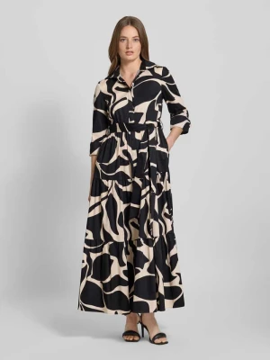 Długa sukienka z mieszanki bawełny z wykładanym kołnierzem Christian Berg Cocktail