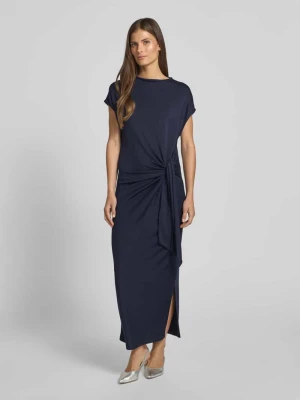 Długa sukienka z mieszanki lyocellu z wiązanym detalem Rich & Royal Granatowy