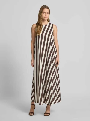 Długa sukienka z mieszanki wiskozy z okrągłym dekoltem Windsor