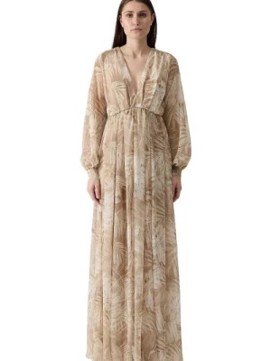 Długa sukienka z nadrukiem palm Ermanno Scervino