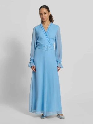 Długa sukienka z paskiem i falbanami model 'EMMA' Vila