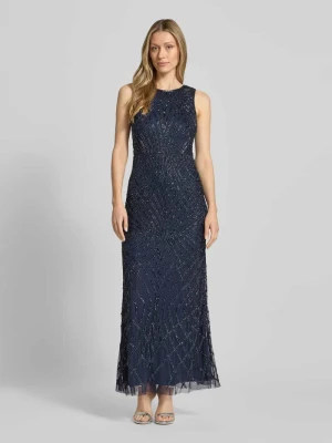 długa sukienka z perłami i okrągłym dekoltem Lace & Beads
