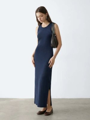 Długa sukienka z rozcięciami granatowy - Dziewczyna - - MANGO TEEN