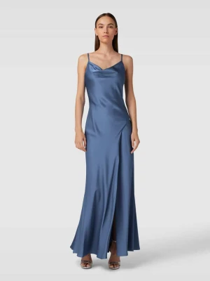 Długa sukienka z satyny z lejącym dekoltem Mascara